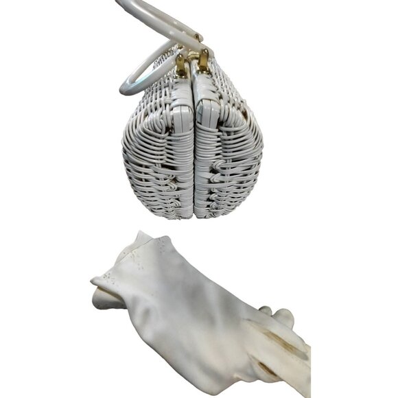 Vintage Simon by Ernest Blum Woven Purse Hong Kong with Pair Vintage White Glove - Picture 3 of 16